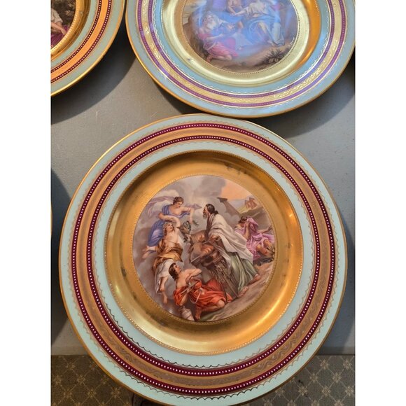 Antique Hand-Painted Gilt Royal Vienna 10.5" Plate Charger Set Of 12 (RV1000) - Picture 15 of 16